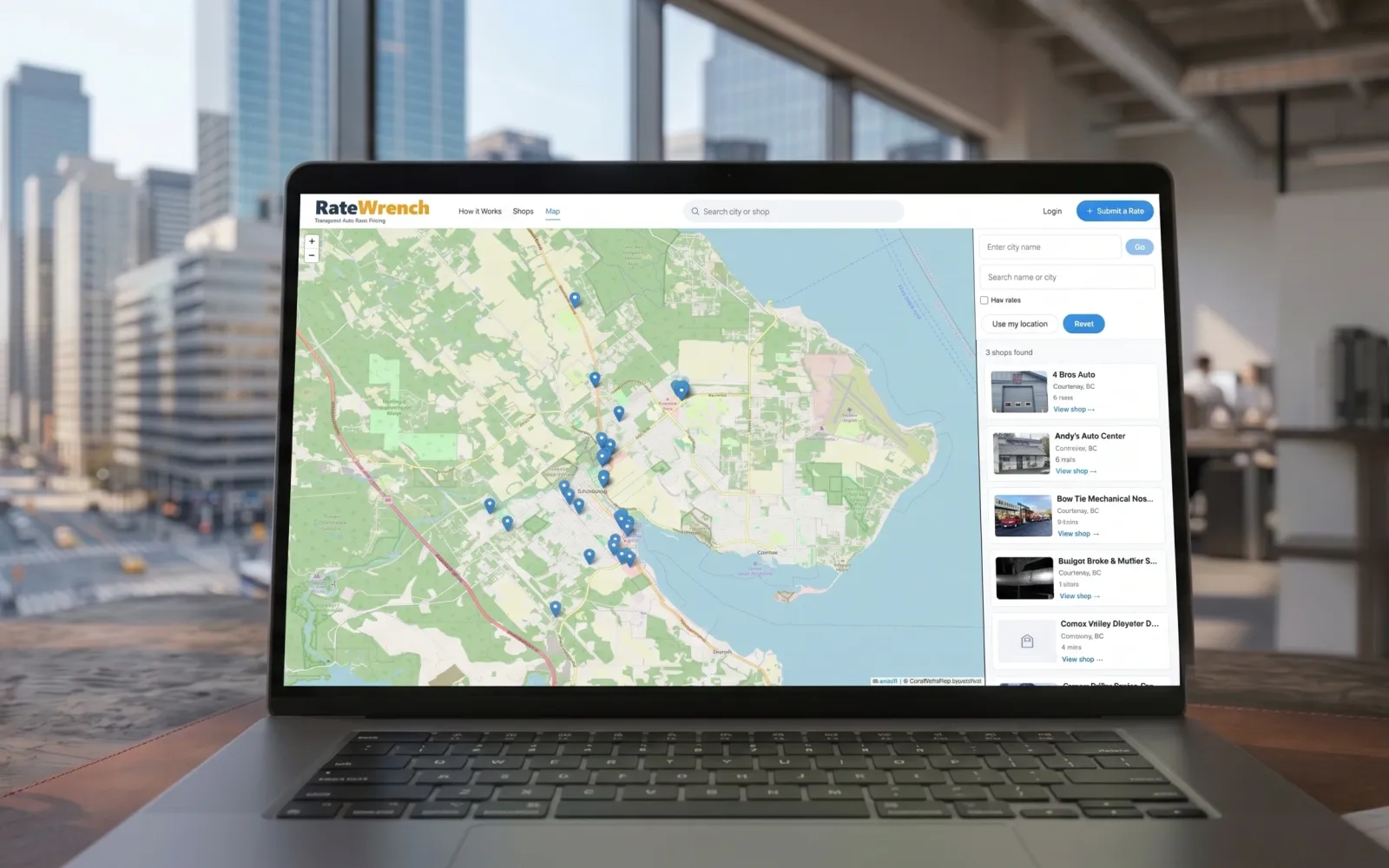 RateWrench website shown on a laptop